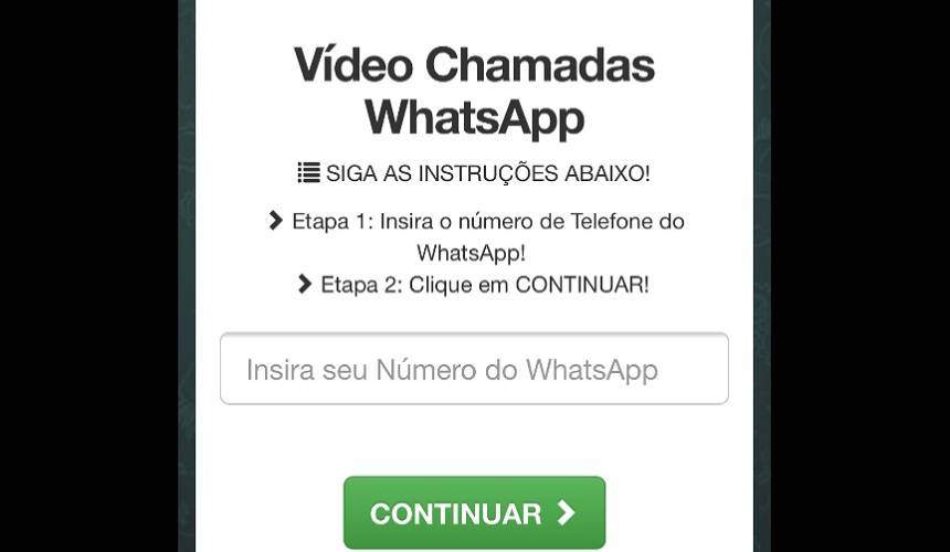 Golpe no WhatsApp - serviço de video chamada